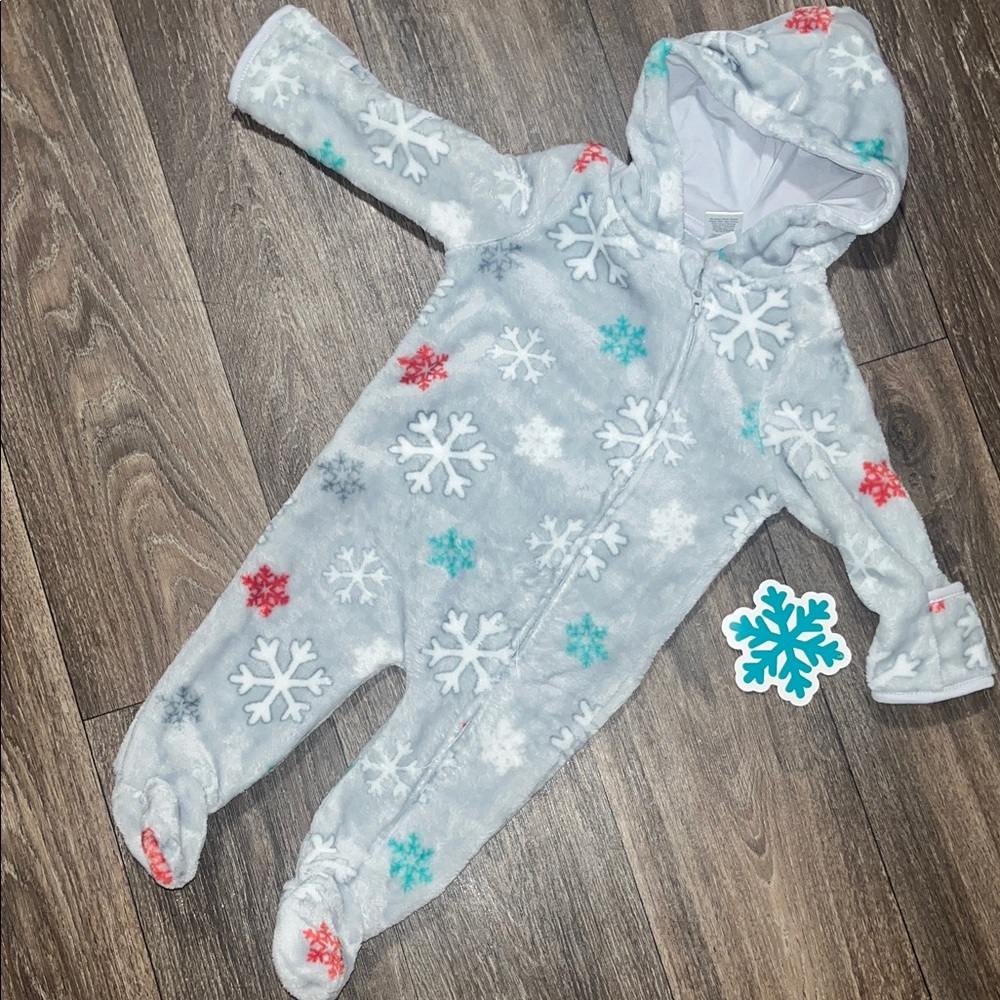 Snowflake Fleece Hooded One Piece